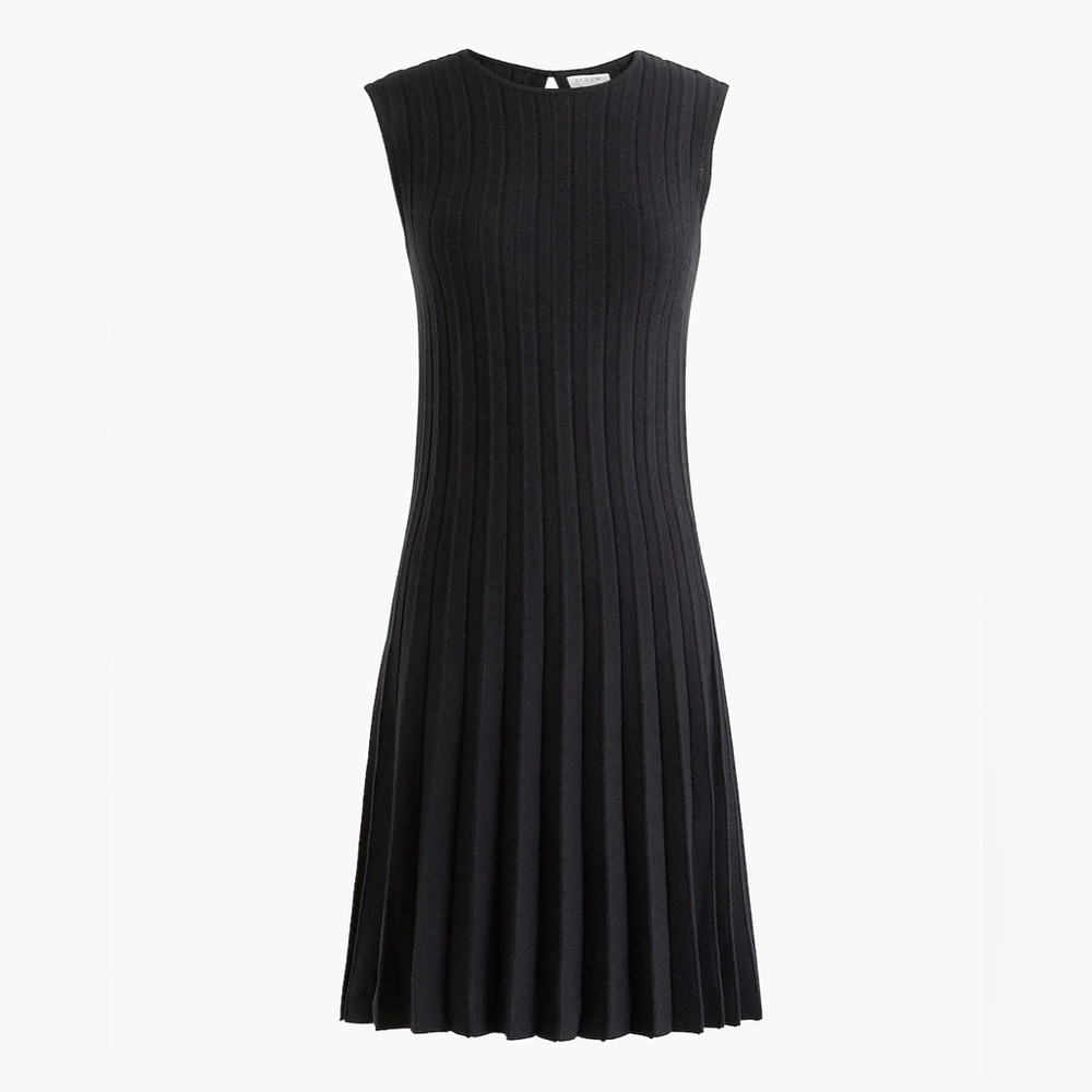 NWT J. Crew Pleated Cotton Sweater Shift Dress in Jet Black size XXL